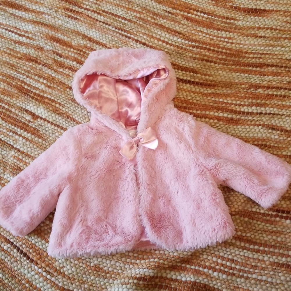 Gymboree 3 6 month girls pink faux fur jacket coat